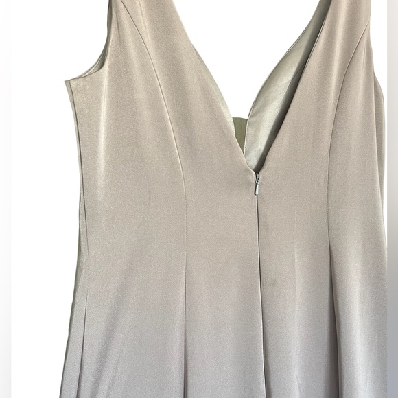 Taupe Plunging V-Neck Floor Length Mermaid Bridesmaid Dress - Picture 4 of 8
